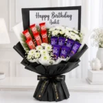 Birthday Chocolate & White Flowers Premium Bouquet